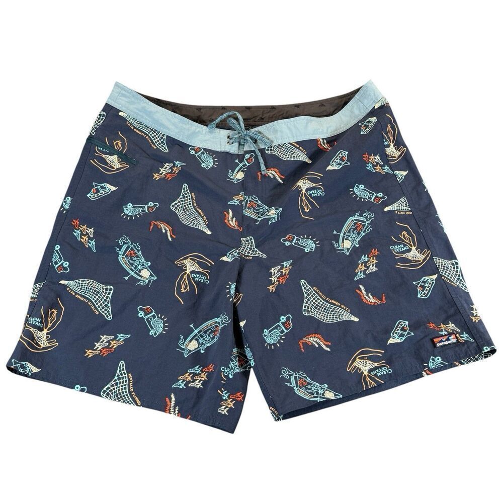 Patagonia Sz  38 Wavefarer Board Shorts Swim Trunks Clean Ocean Currents NWOT